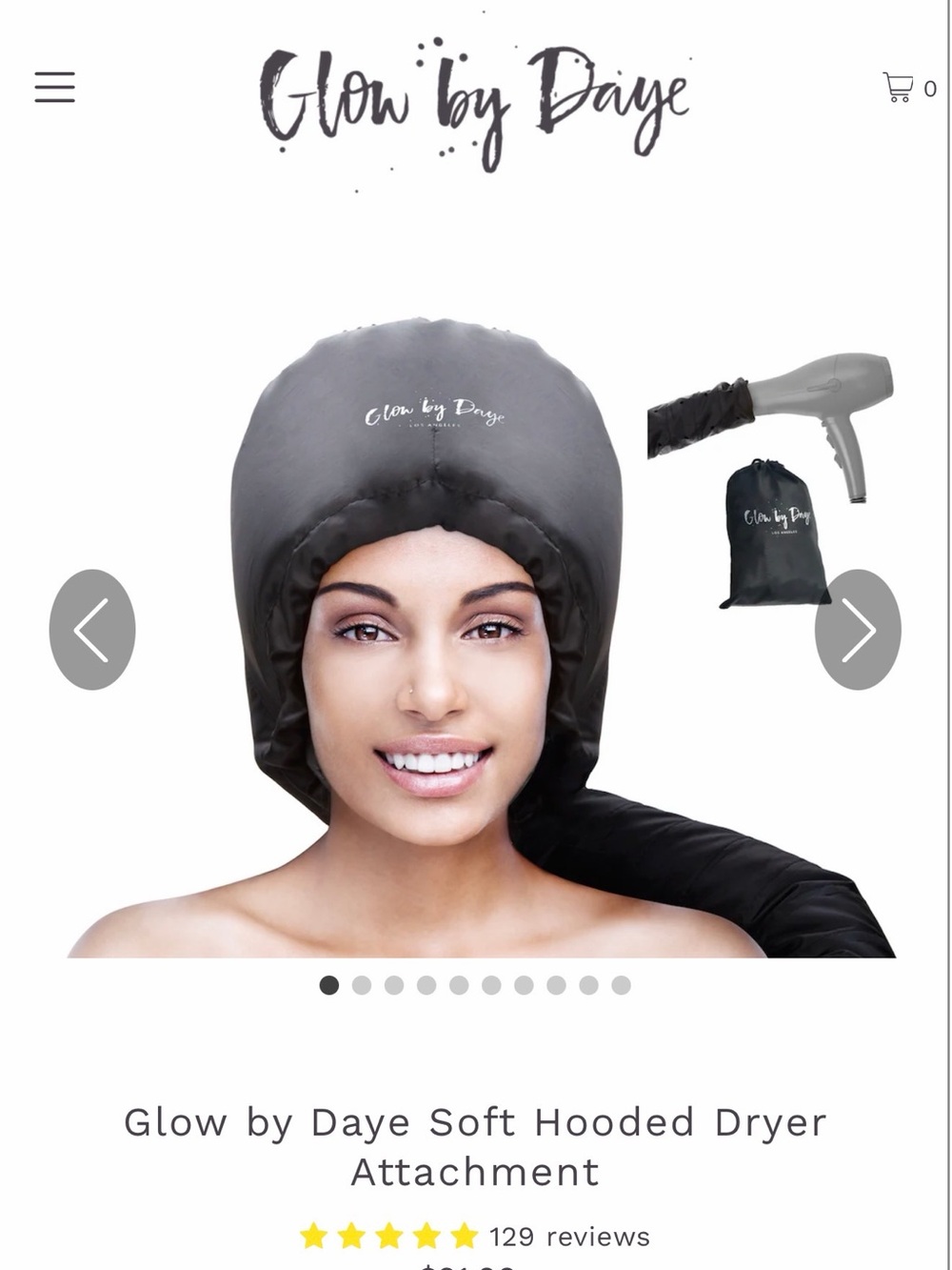 Glow by Daye Black Soft Hooded Dryer Attachment